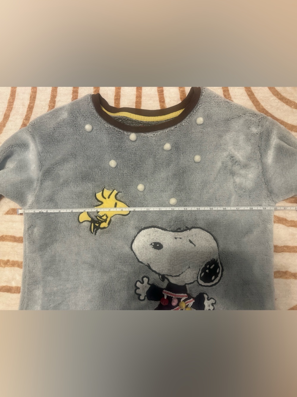 Peanuts Snoopy Woodstock Fleece Pullover Sweatshirt Gray Size S - Picture 9 of 10